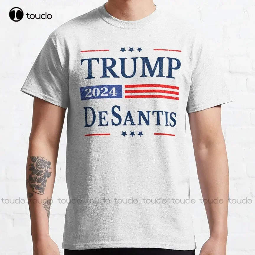 Trump Desantis 2024 Ron Desantis 2024 Trump 2024 Flag Pro Distressed Classic T-Shirt Birthday Shirt Custom Gift Xs-5Xl Unisex