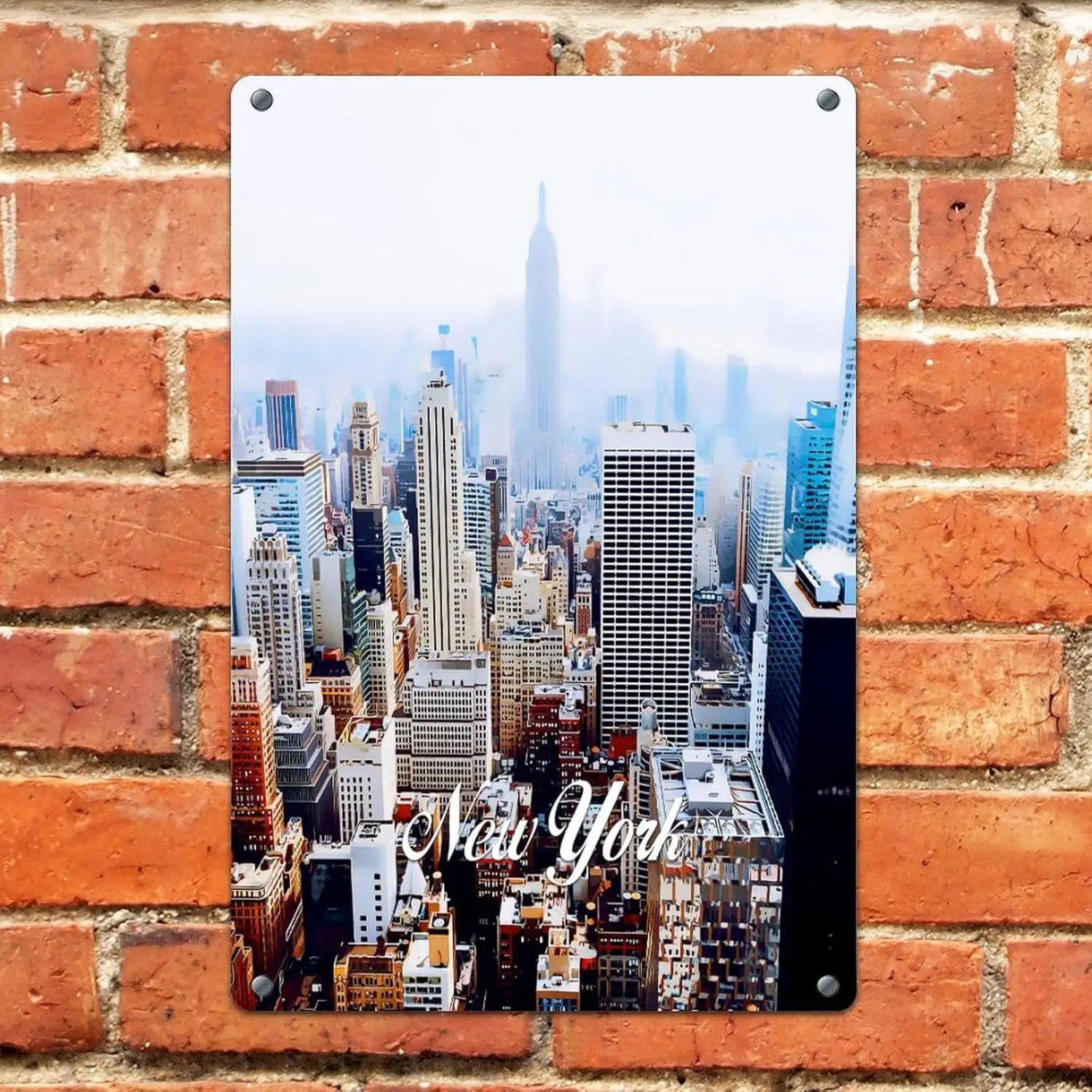 Skyline New York City Landscape 8x12in Metal Tin Sign Customized Restaurants Room Porch Home Décor Metal Plaque NYC City View Pa