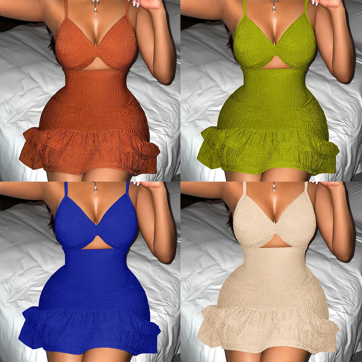 Herfst Nieuwe Ronde Hals Split Lange Mouw Veelzijdige Casual Dames Dieptepunt Shirt T-shirt Top Sexy Jurk