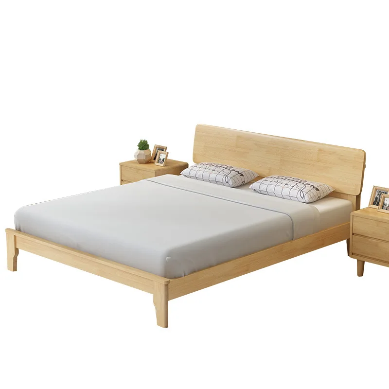 Hot Sale Bed with Two Nightstands Good Price  Simple Modern Bedroom Furniture Set Solid Wood  Frame Bed Discount Bed