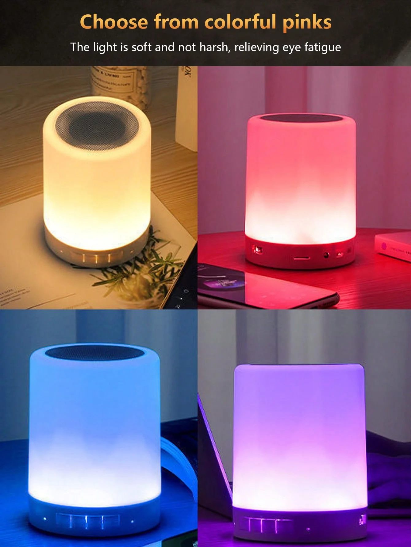 Colorful LED touch pat ambient light, subwoofer wireless bluetooth speaker night light, car wireless speaker