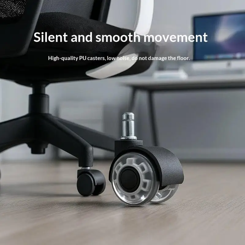 Universal Silent Rubber Office Chair Caster Wheels 1/5Pcs 360 Swivel No Noise for Conference Room Home Office Chairs