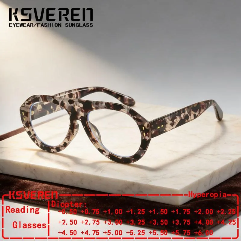 

KSVEREN винтажные овальные очки для чтения в большой оправе мужские оптические очки с блокировкой синего света женские очки по рецепту для дальнозоркости