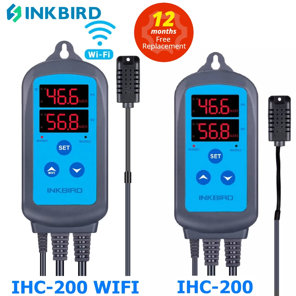 בקר לחות דיגיטלי INKBIRD IHC-200 ו-200 WiFi EU Socket&Plug ללחות בבית ולחות עם אפליקציה חינם