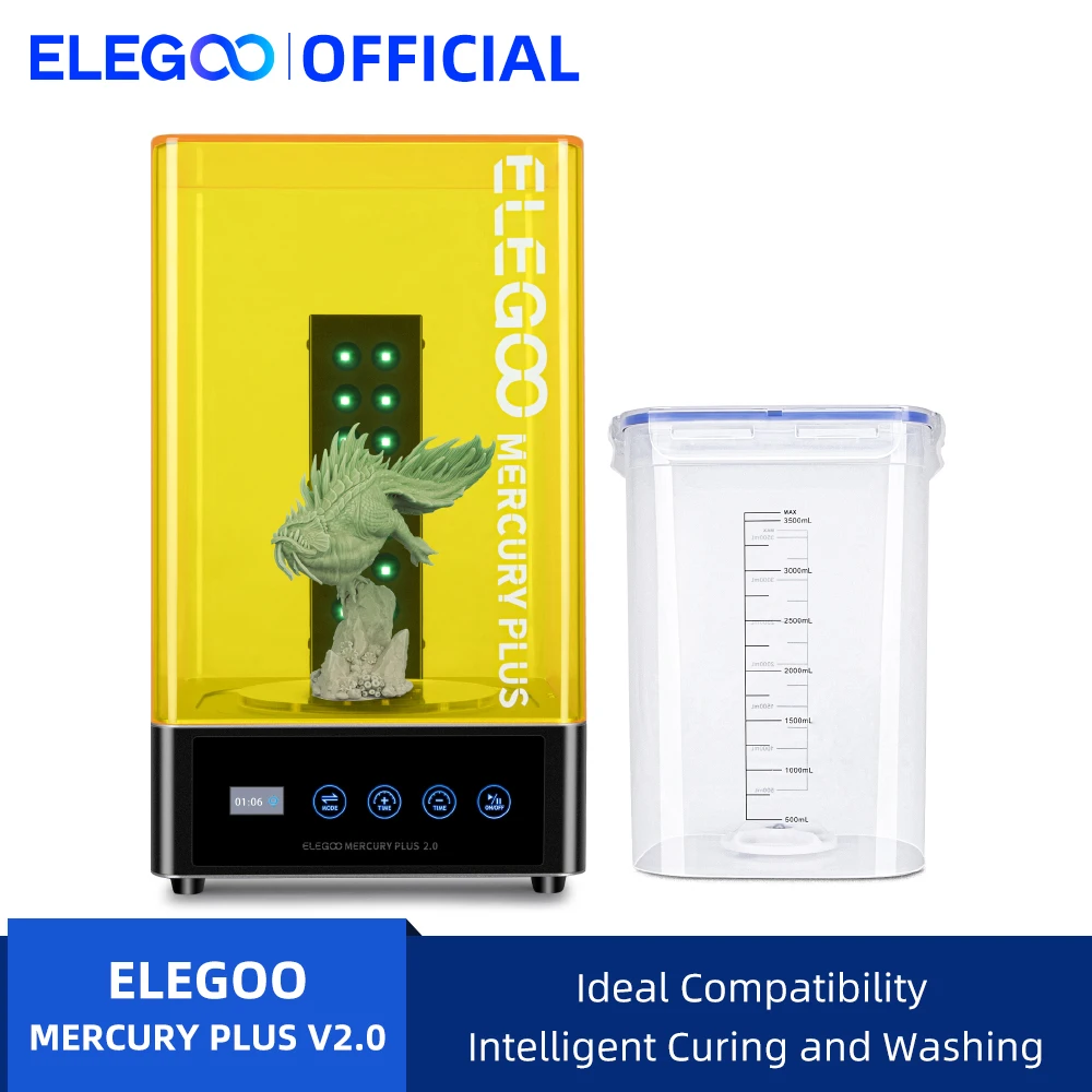 ELEGOO MERCURY PLUS V2.0 стирка для 3D принтера и фотоэлемент для отверждения моделей 2 в 1 стирка и отверждения с контейнером для стирки