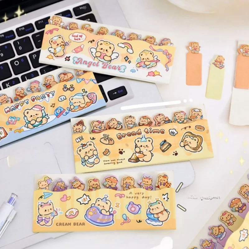 40-ピース-ロットかわいいクリーミーベアインデックスメモパッドかわいい-n-回文房具ラベルメモ帳ブックマークポスト学用品