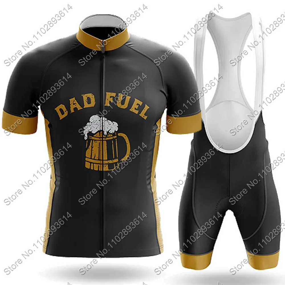 Dad-Fuel 2025 Beer Cycling Jersey Set Old Man Clothing Road Bike Suit Mountain Bicycle Shirt Bib Shorts MTB Ropa Maillot