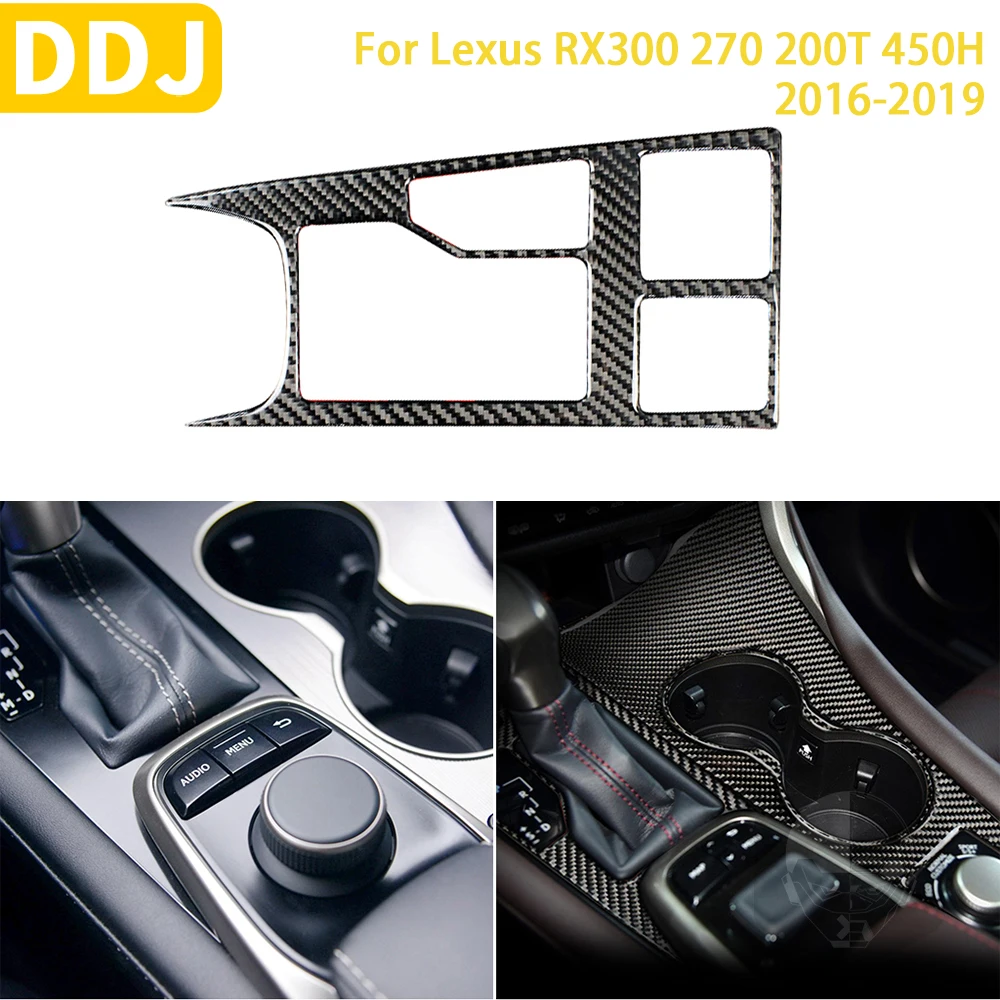 For Lexus RX300 270 200T 450H 2016-2019 Accessories Car Carbon Fiber Interior Gear Shift Panel Trim Stickers Decoration