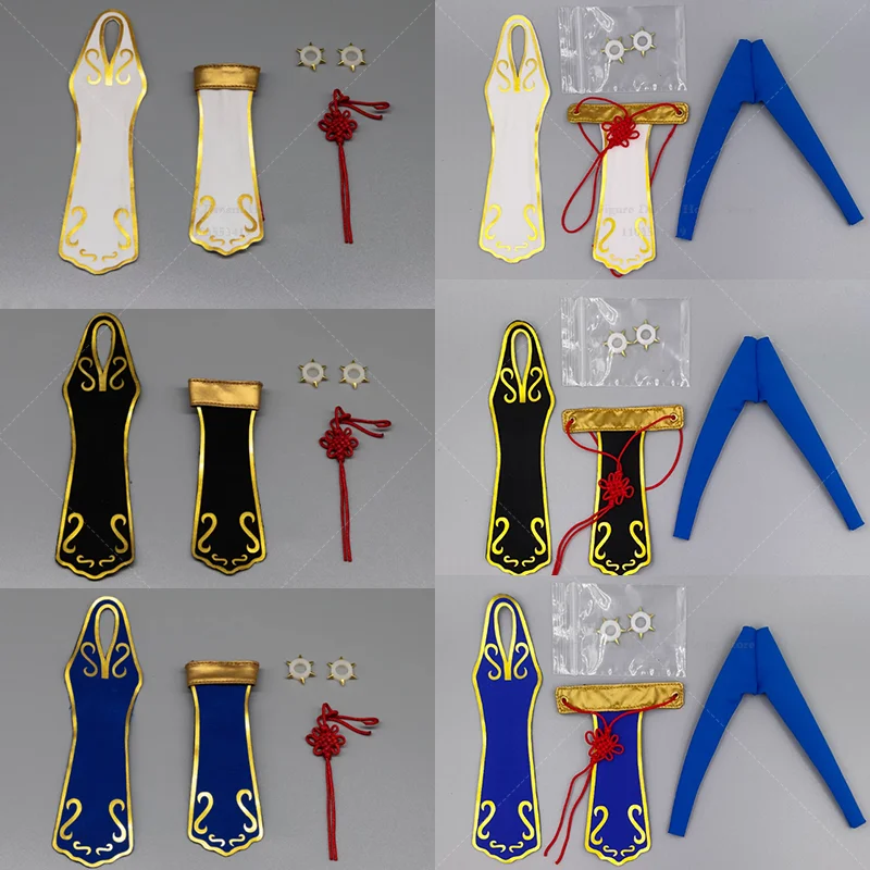 

1/12 Scale White/Black/Blue Hanging Neck Skirt Waistband Chinese Knot Bracelet Female Clothes For 6-inch Action Figure Soldier