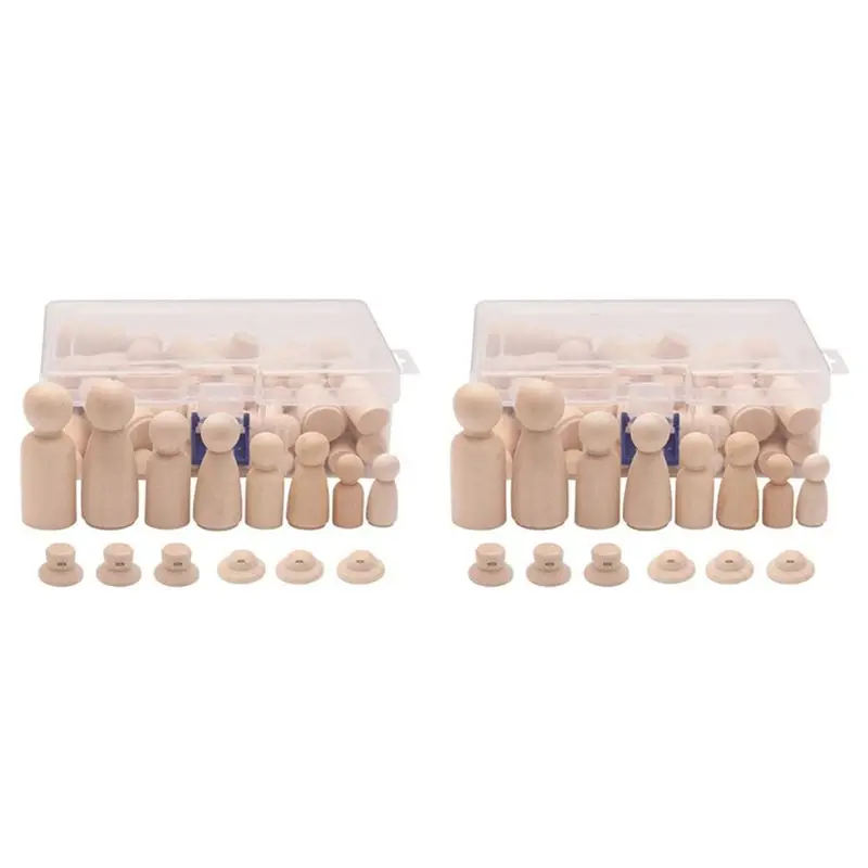 

Best-Wooden Peg , 112PCS Unfinished Decorative DIY Angel Tiny Bodies Painted Natural Wooden People With Hats