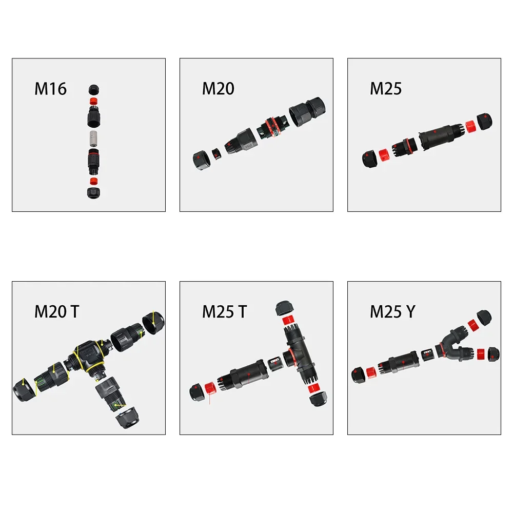 Electrical Waterproof Terminal Cable Connector IP68 Three-way Electrical 2/3/4pin Wire Outdoor Underwater Screw Home Improvement