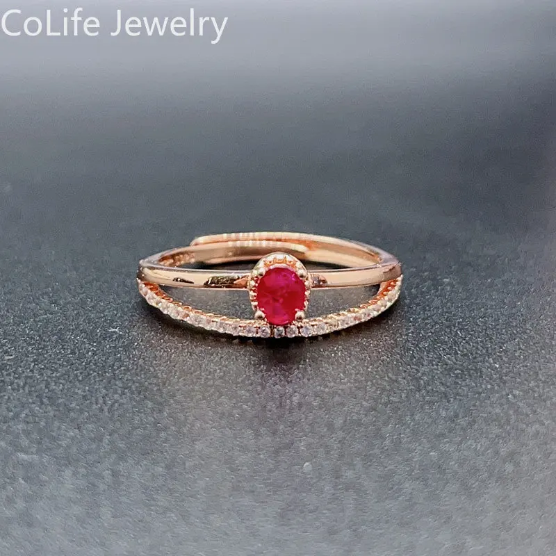 

Fashion Silver Gemstone Ring for Daily Wear 3mm * 4mm 0.15ct Natural Ruby Ring 925 Silver Silver Myanmar Ruby Jewelry