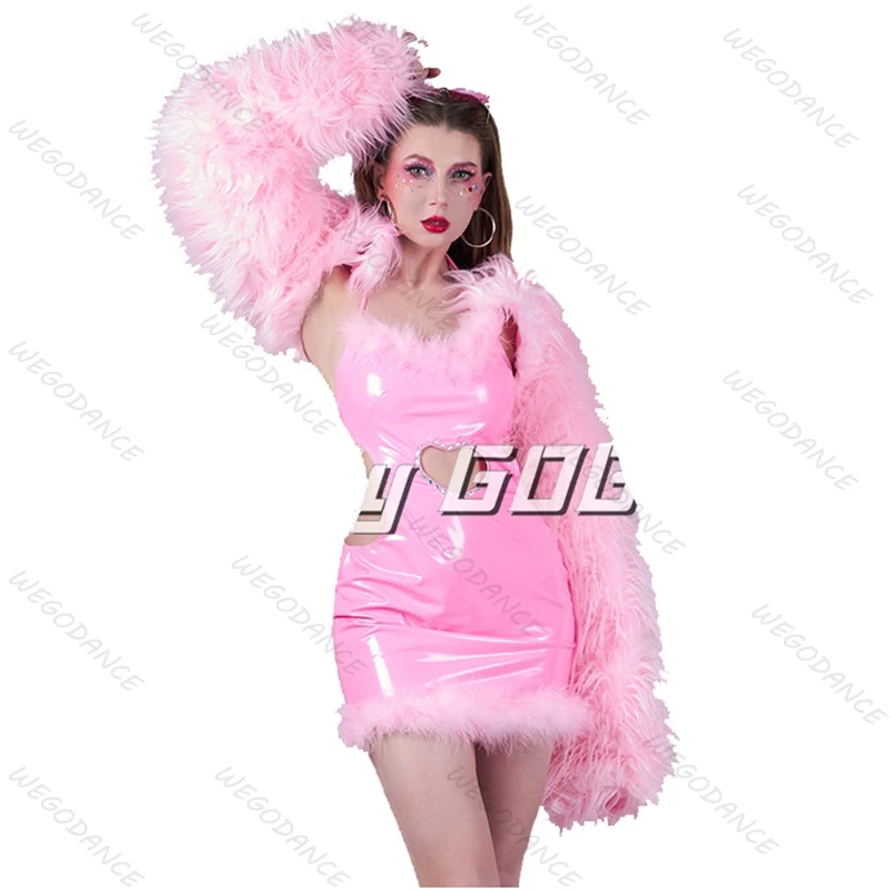 Costume de séparés euse de boîte de nuit pour femme, plume rose sexy, chanteuse, nouveau