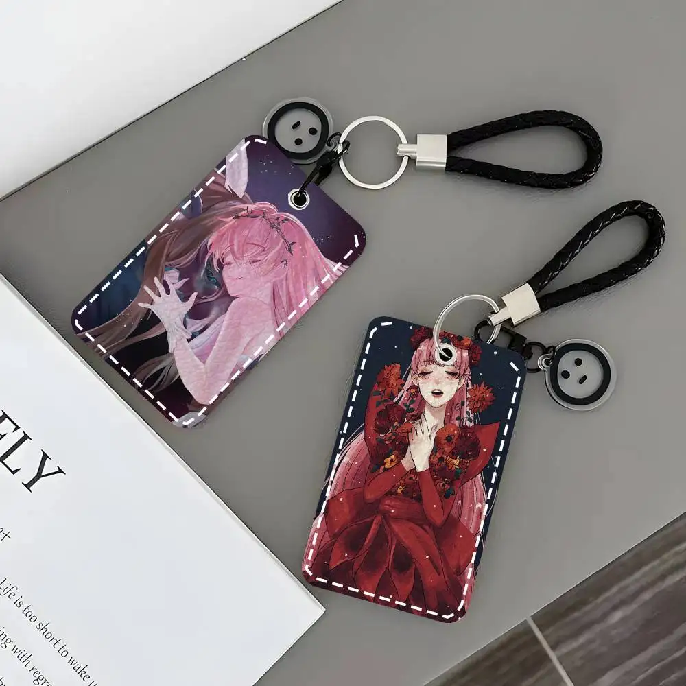 

B-Belle Anime Card Case Keychain Access Card Bag Key Tag Ring Leather Card Holder Key Ring Access