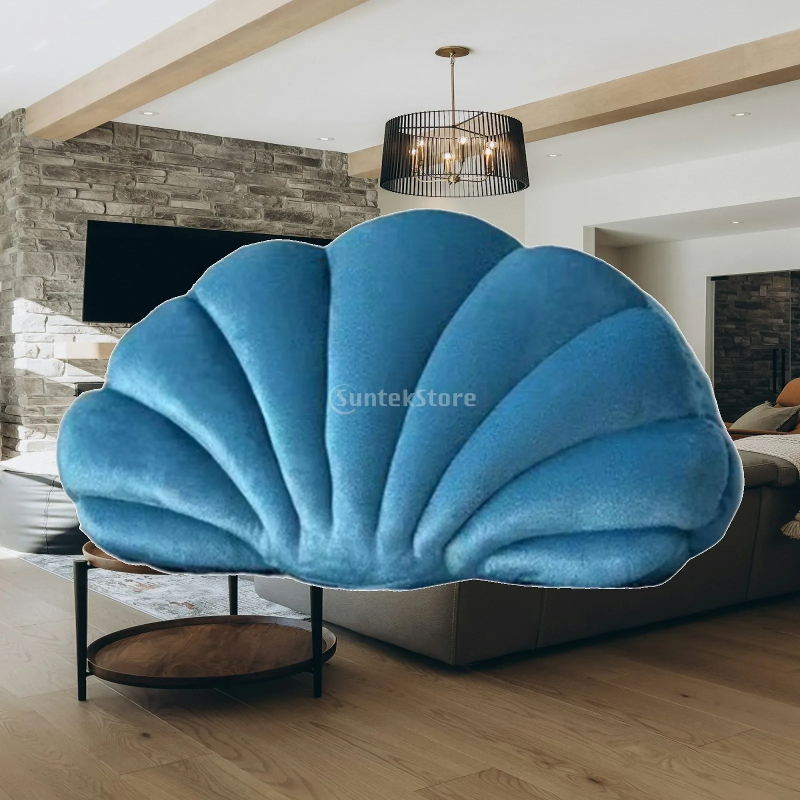 Plush Seashell Decorative Throw Pillow for Bed Sofa Couch Car Seat Cute Ocean Theme Home Room Decor