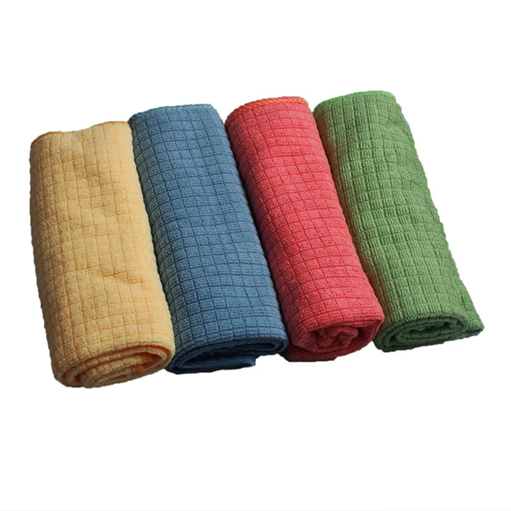 8pcs Absorbent Cleaning Cloth Kitchen Towel For Washing Dishes Scouring Pad Household Supplies Mixed Colors High Water