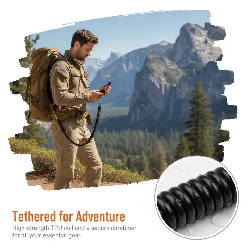 Carabiner Retractable Anti-Lost Cord Spring Take Up Rope Strong Load Bearing Metal Buckle for Fishing Climbing Outdoor Use