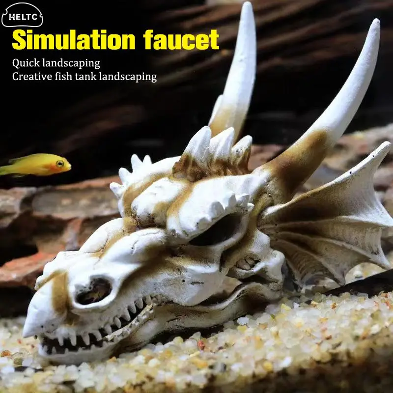 1 szt. Czaszka dinozaura z żywicy sztuczny Ornament do akwarium dekoracje akwariowe jaskinia krajobraz gad dom akwarium wystrój domu