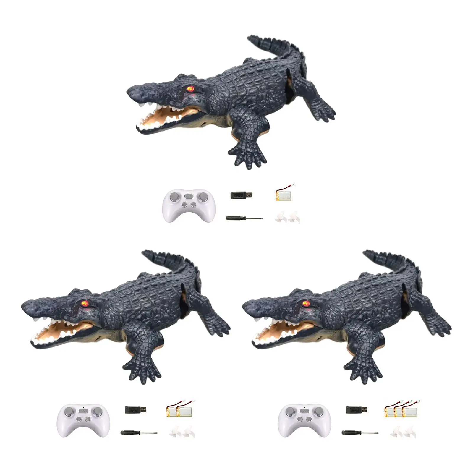 RC Swim Alligator with LED Eyes Remote Control Boat Toy Swimming Crocodile