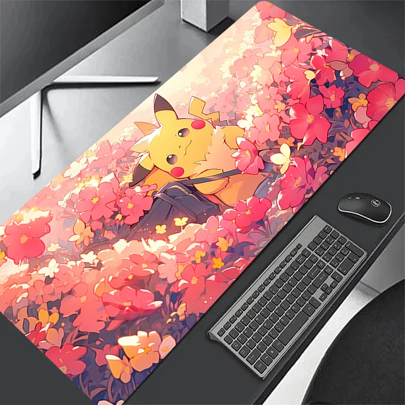 Mouse Pad P-Pikachu Non-Slip Rubber Edge locking mousepads Game play mats notebook computer P-Pokémon Home Decor Mouse mat