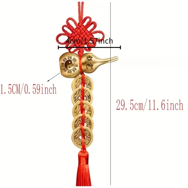 Feng Shui Decoration Five Emperors Money East Northwest Chinese New Year Decor Authentic Gourd Pendant Town House Talisman Coin