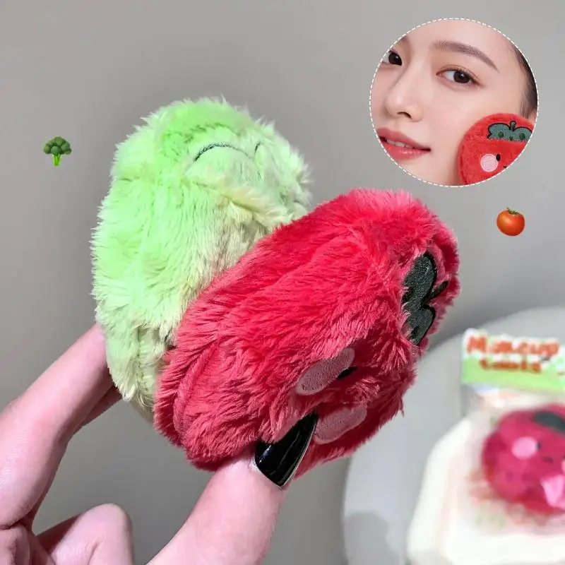 Cute Cosmetic Puff Make Up Broccoli Tomato Ultra-thick Long Plush Loose Powder Application Face Setting Makeup Puff Beauty Tools