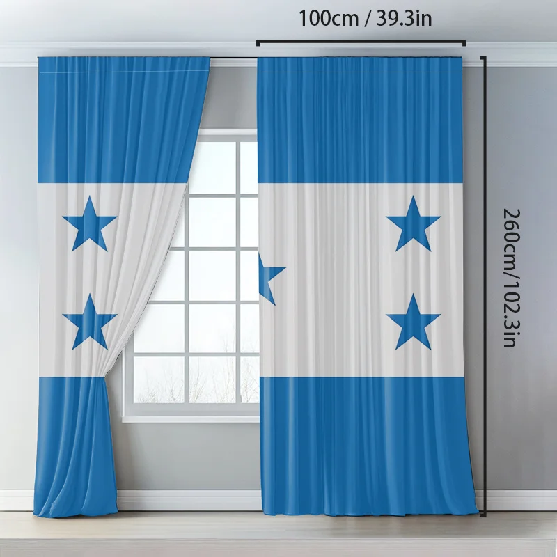 Decorative Blue and White Striped Star Curtains Polyester Window Drapes for Bedroom Living Room Home Decor