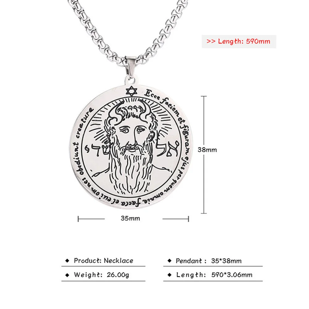 EUEAVAN Solomon Necklace The First Pentacle Of The Sun Symbol Jupiter Seal Pendant Necklaces Amulet Stainless Steel Jewelry Gift