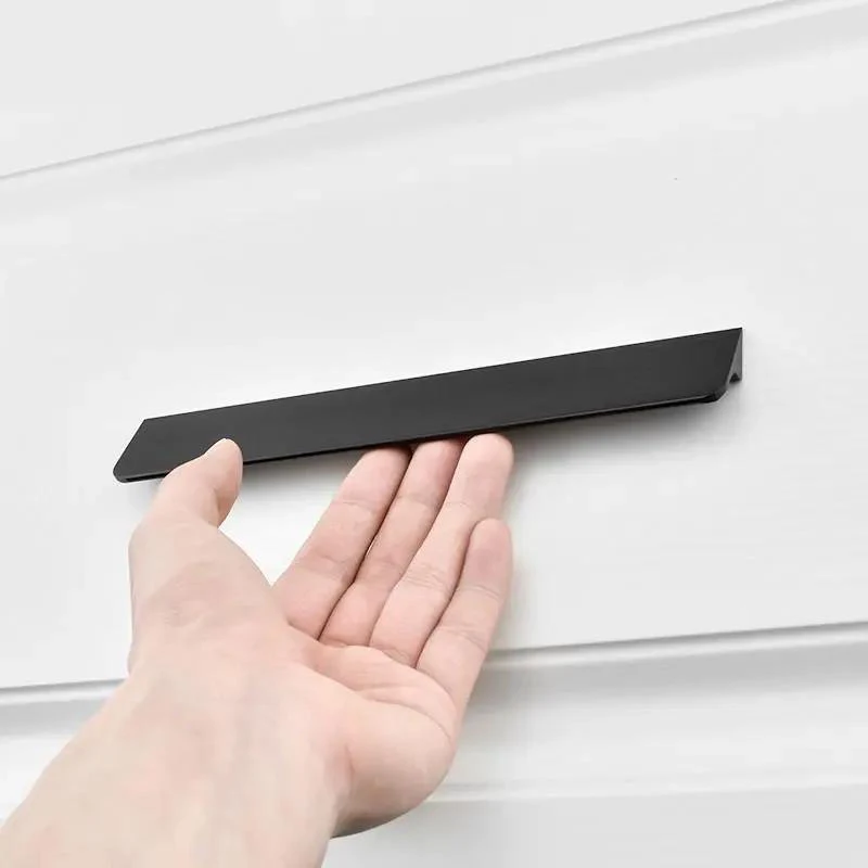 Black Silver Gold Hidden Cabinet Handles Aluminum Alloy Kitchen Cupboard Pulls Drawer Knobs Door Furniture Handle Hardware
