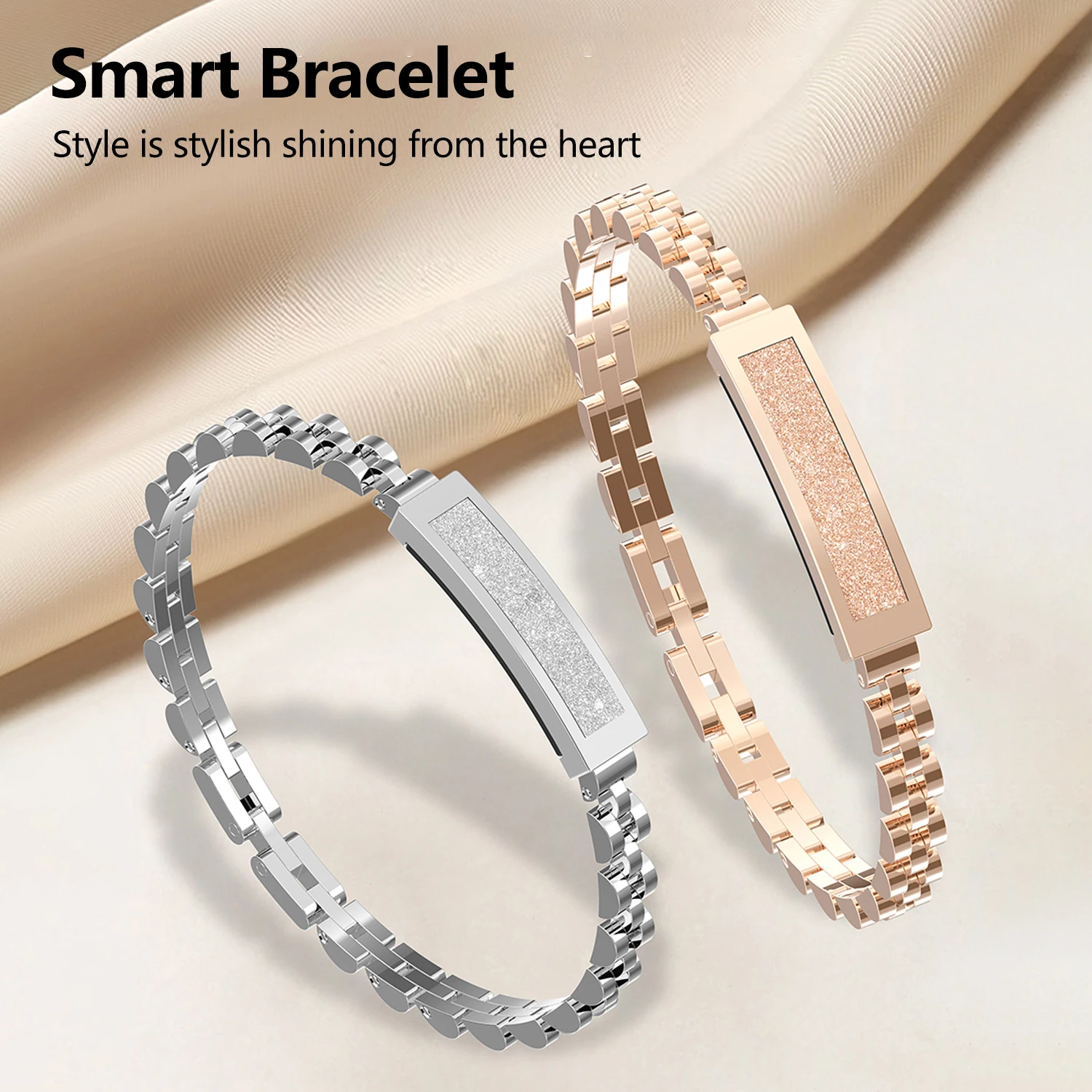 Fashion Smart Hand Bracelet Bluetooth Connected Smart Bracelet 24-hour Heart Rate Monitor Smart Chain Bracelet Girls Women Gifts