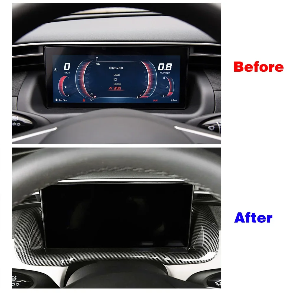 For Hyundai Tucson NX4 2021 2023 Car Interior Styling Dashboard Frame Cover Trim Carbon Decorate Anti Scratch