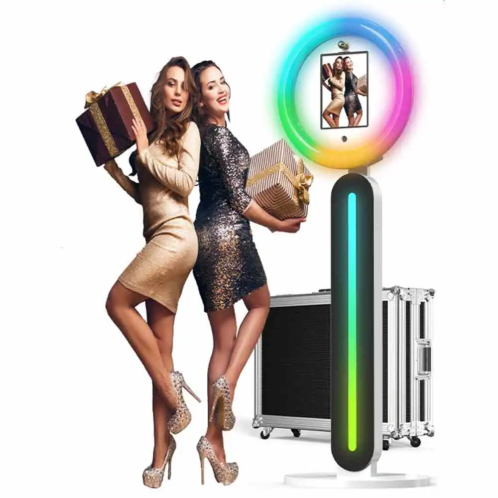 

Selfie Photo Booth Ipad Photobooth Free Logo Remote Control Selfie Station photobooth Machine for 10.2-12.9in ipad Ring Light