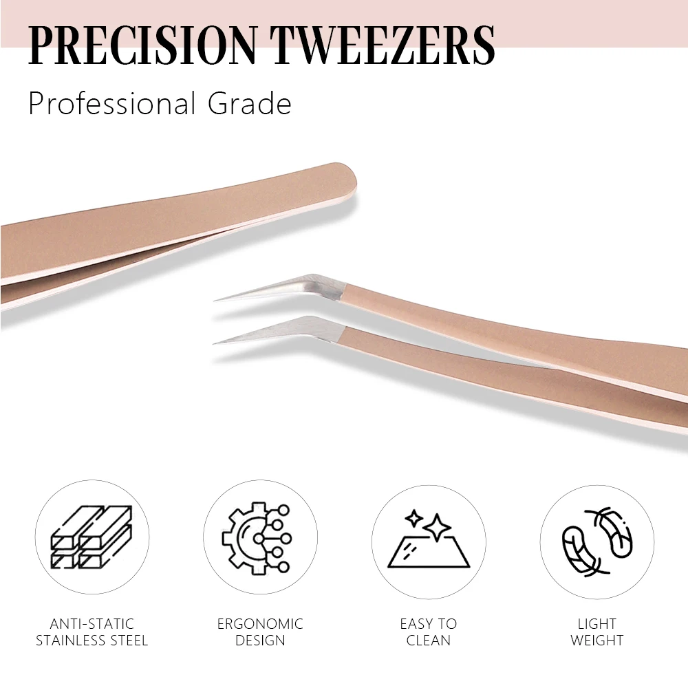 1 Pcs Eyelash Extension Tweezers Stainless Steel 3D Accurate Clip Eyelashes Tweezers Lash Extensions Supplies Set Tool