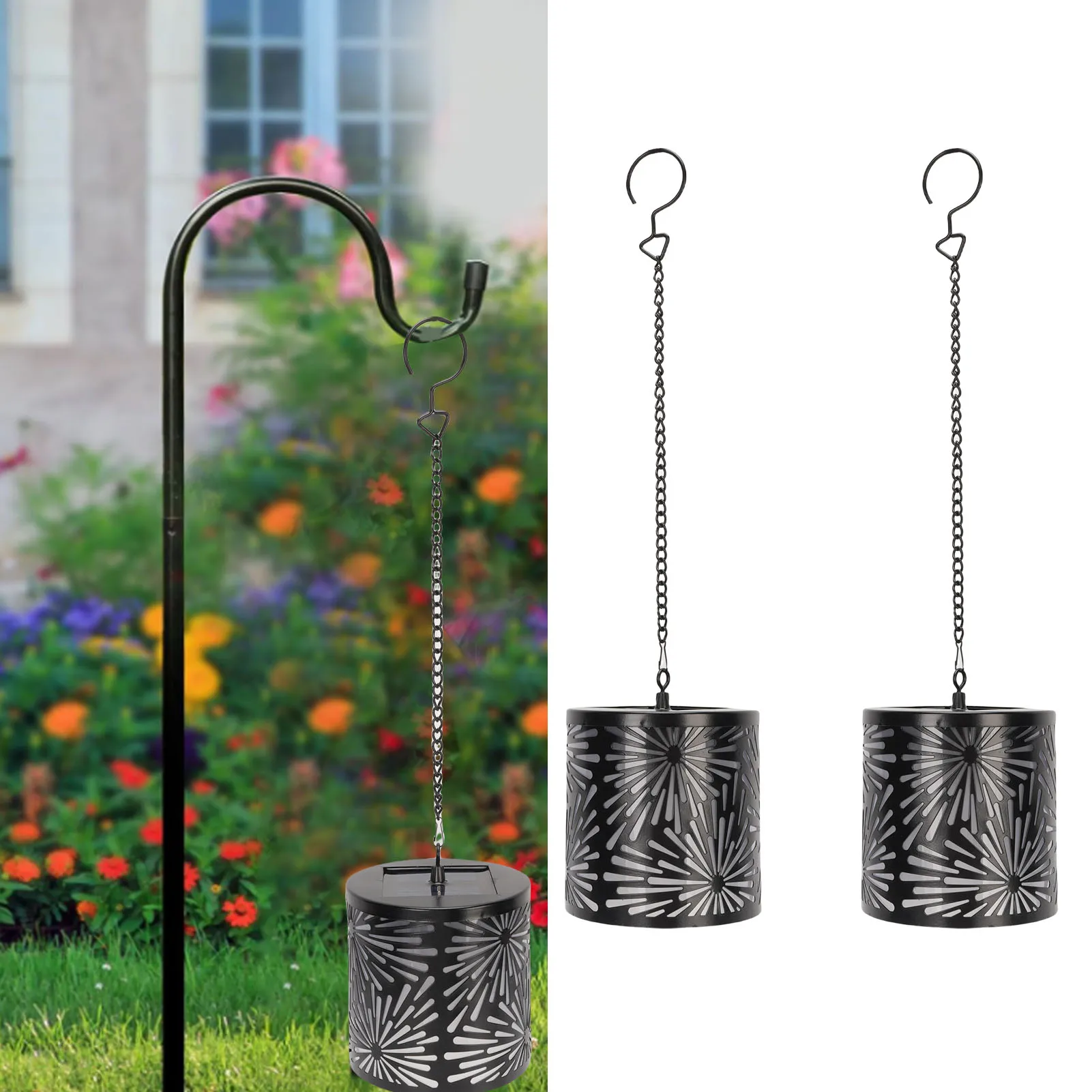 

Solar Lantern with Flash Mode Rain Proof 3D Light Effect Retro Solar Lamp for Outdoor Terrace Garden Decoration Solar Lamp