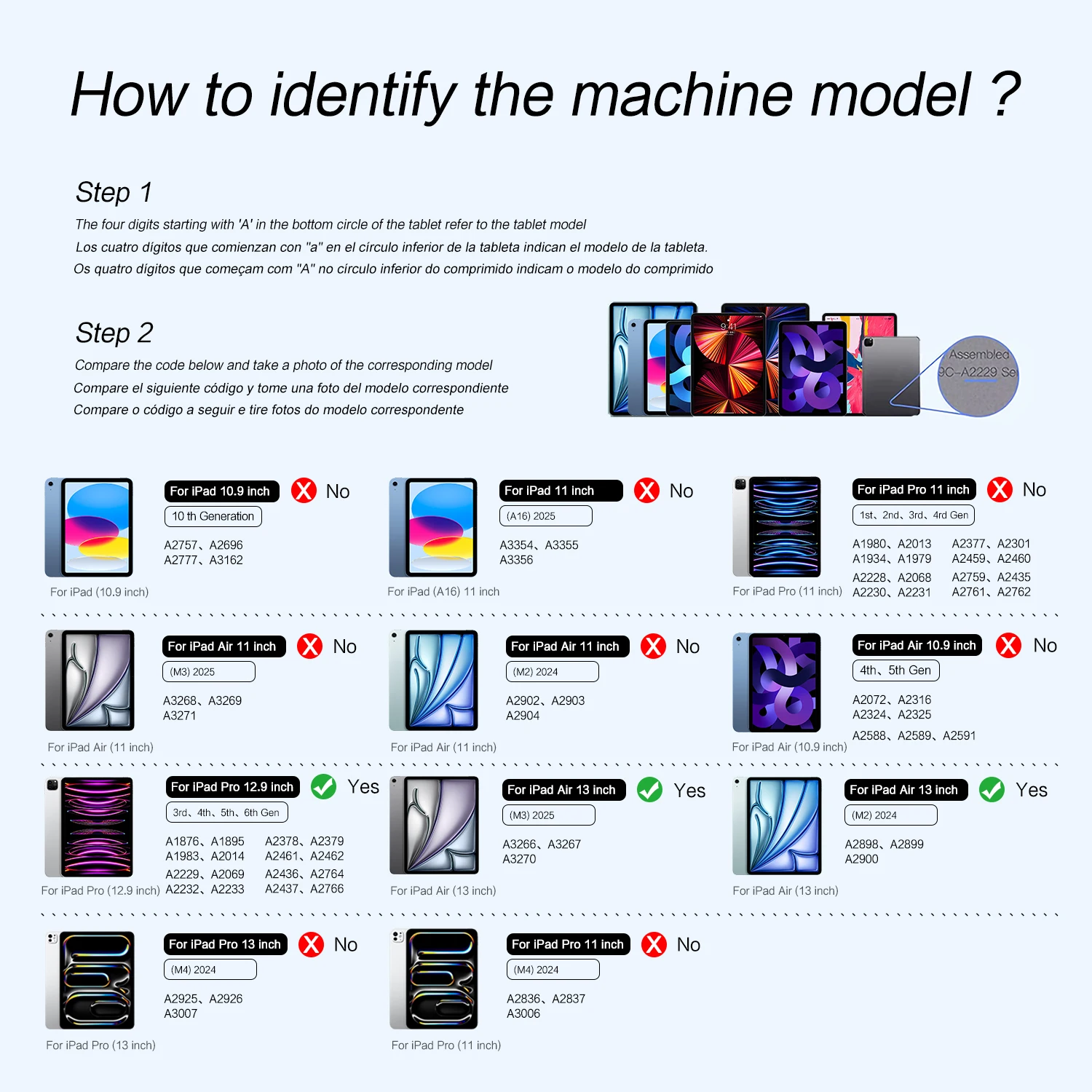 Custodia con tastiera magica per iPad Air 13 pollici M3 2025 M2 Pro 12.9 Tablet Spagnolo Portoghese Ebraico Tedesco Coreano Tastiera Cover Folio