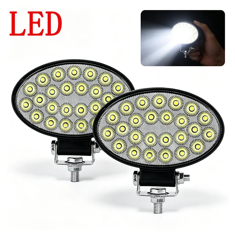 Oval LED Work Light 12V‑60V Flood Beam Lamp Waterproof Heavy Duty Headlight For Excavator Loader Tractor Machinery Working Light
