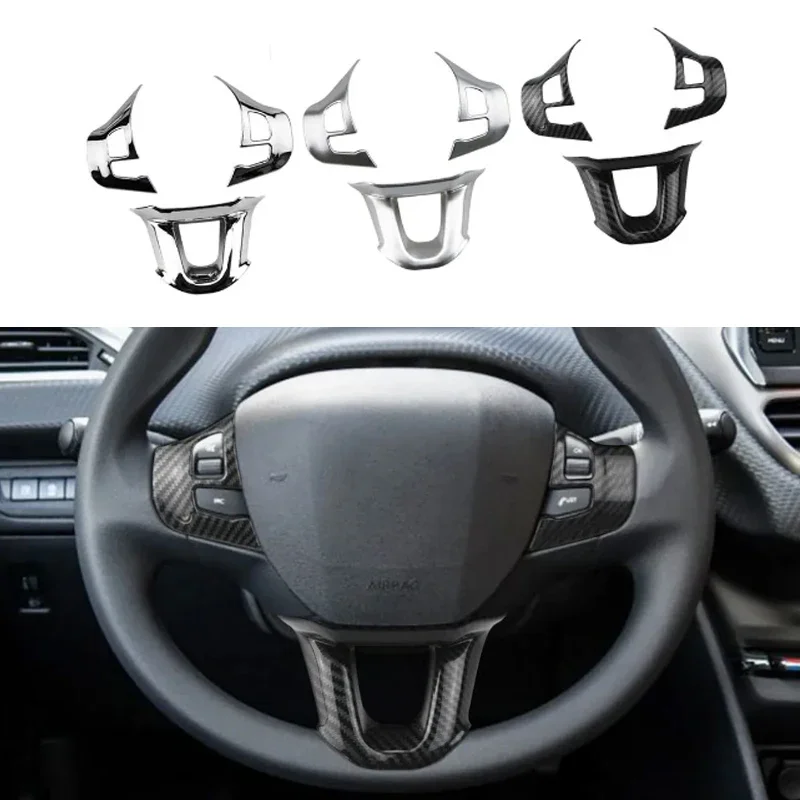 Car Steering Wheel Decoration Trim Cover Sticker Sequins Fit for Peugeot 2008 208 2014 - 2018 Car Accessories