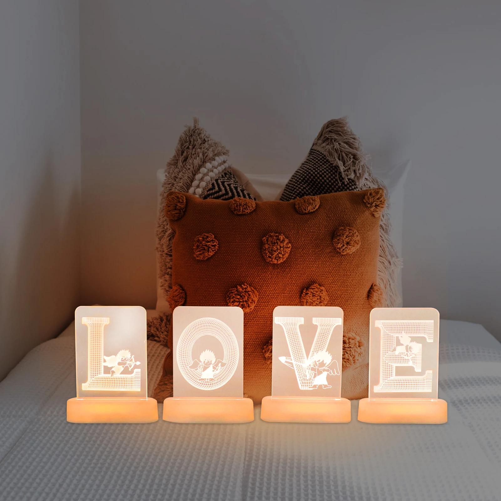 

1set 3D Letter Light Acrylic LED Lamp Romantic Decor Modeling Festival LOVE Unique Decoration Valentine Party Bedroom