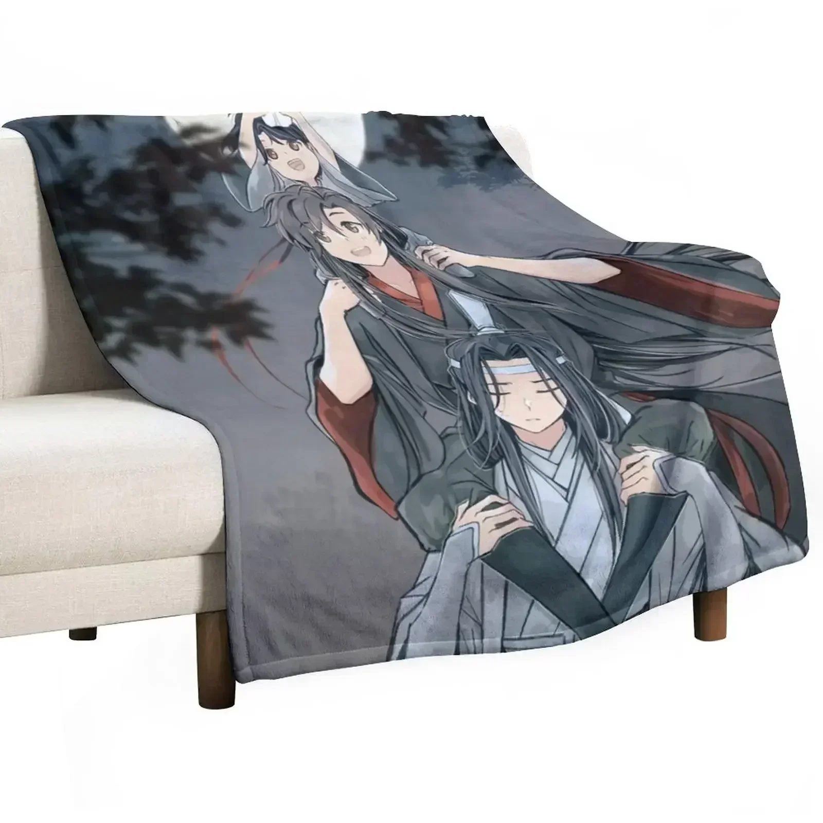 Copia de WangXian The Untamed Throw Blanket Hairy Plaid for sofa Bed Fashionable Loose Blankets