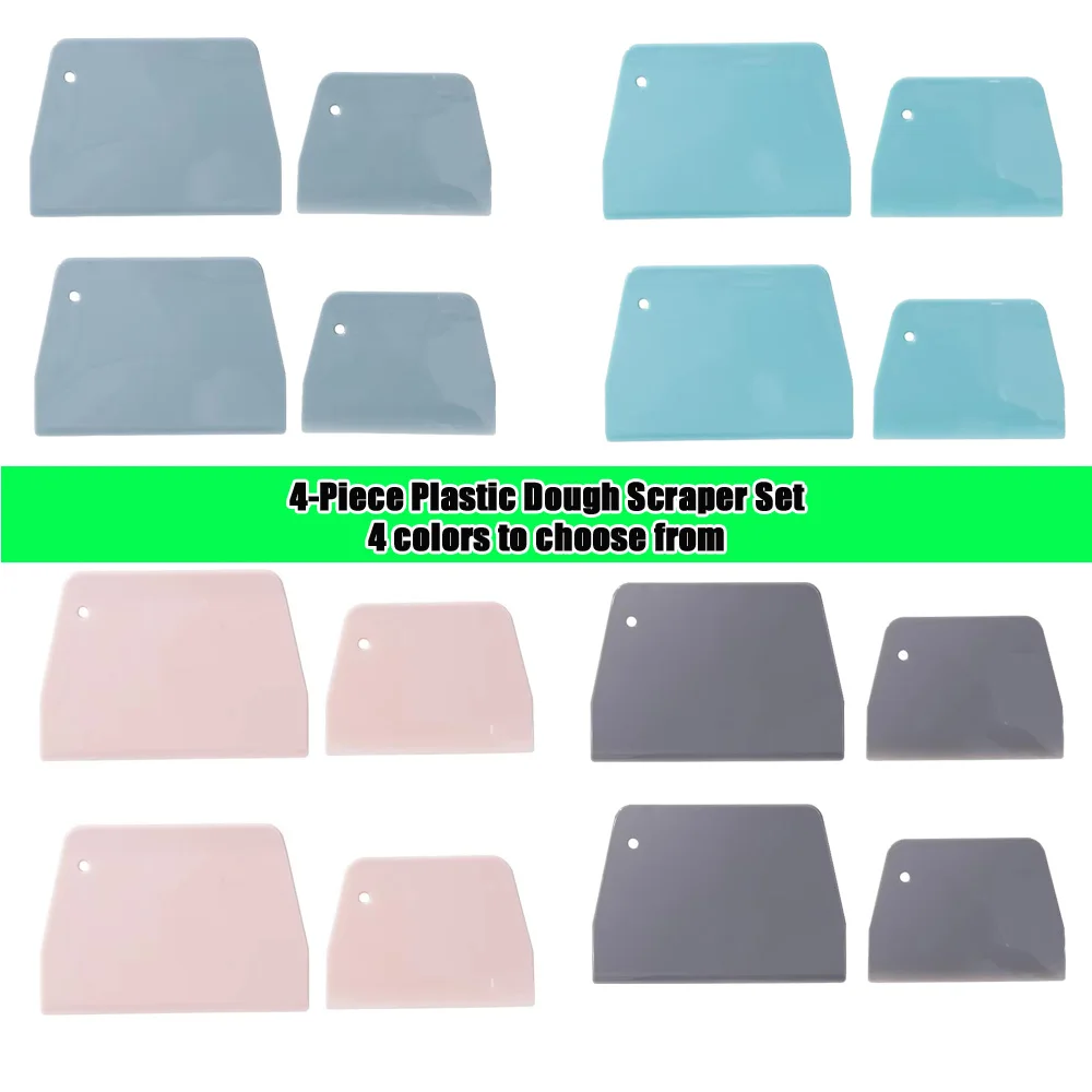 

4-piece plastic dough scraper, cake, bread, pizza, cream food slicer - a multifunctional kitchen tool for cooking and baking