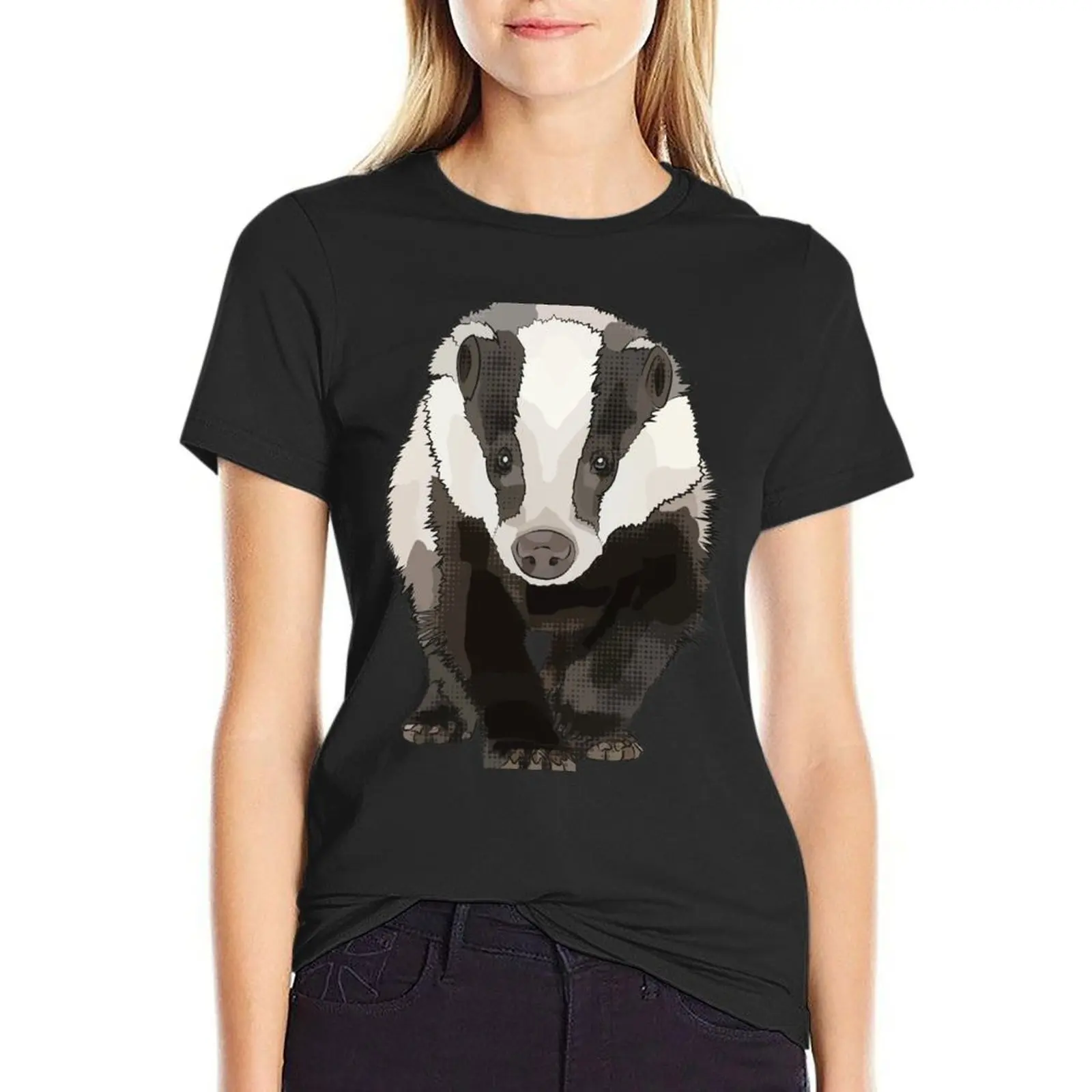 Badger by www.BeeFoxTree.com T-Shirt cute clothes Blouse workout shirts for Women loose fit