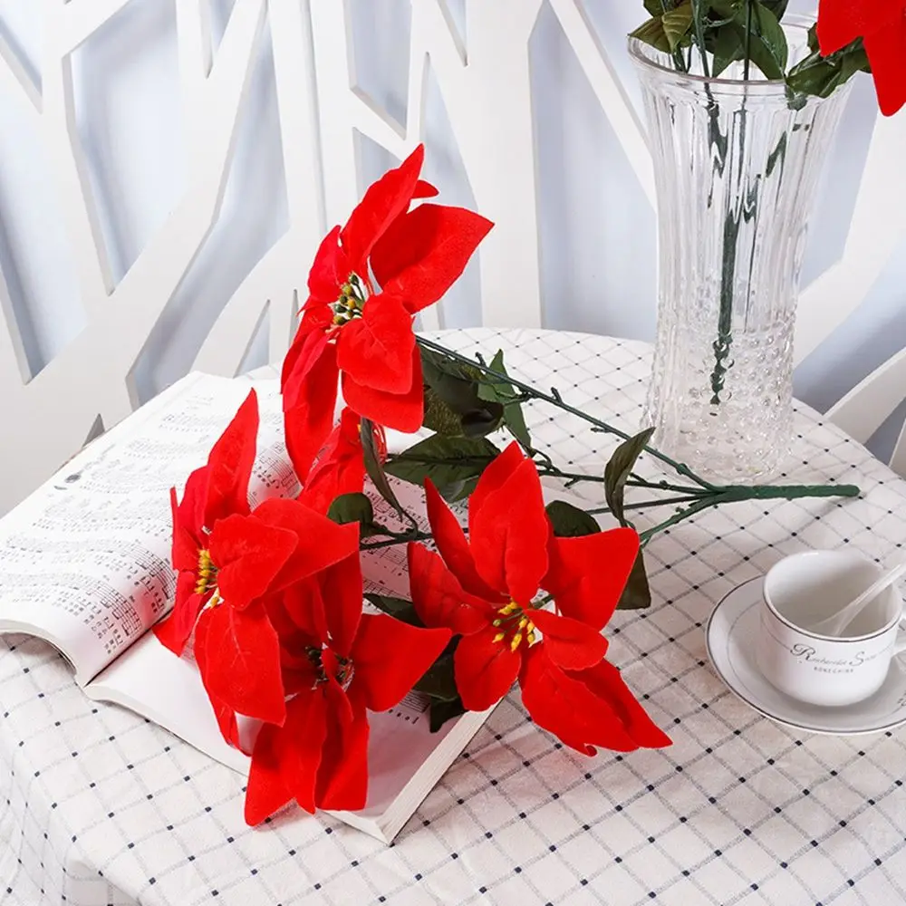 supplies Poinsettia Bushes Artificial Flowers flower pot Simulation bouquet Xmas Decor Christmas Bouquets Christmas Decoration