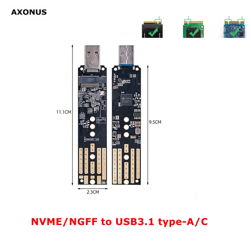 M.2 Hard Drive Enclosure NVME To USB3.1 Type-A external NGFF Protocol PCIe Universal SATA Solid State Adapter