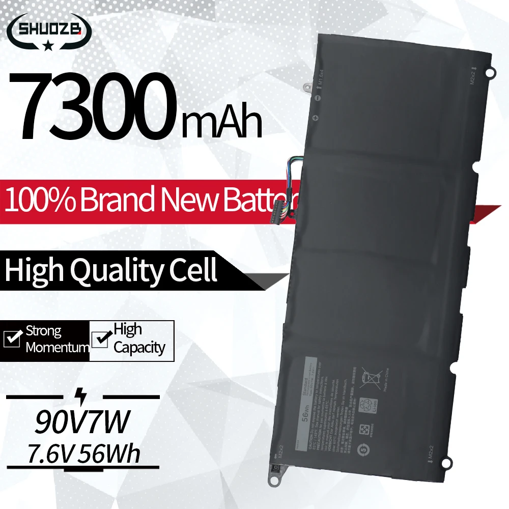 

New 90V7W JHXPY JD25G Laptop Battery For Dell XPS 13 9343 XPS13 9350 13D-9343 P54G 0N7T6 5K9CP RWT1R 0DRRP DIN02 RNP72 7.6V 56Wh