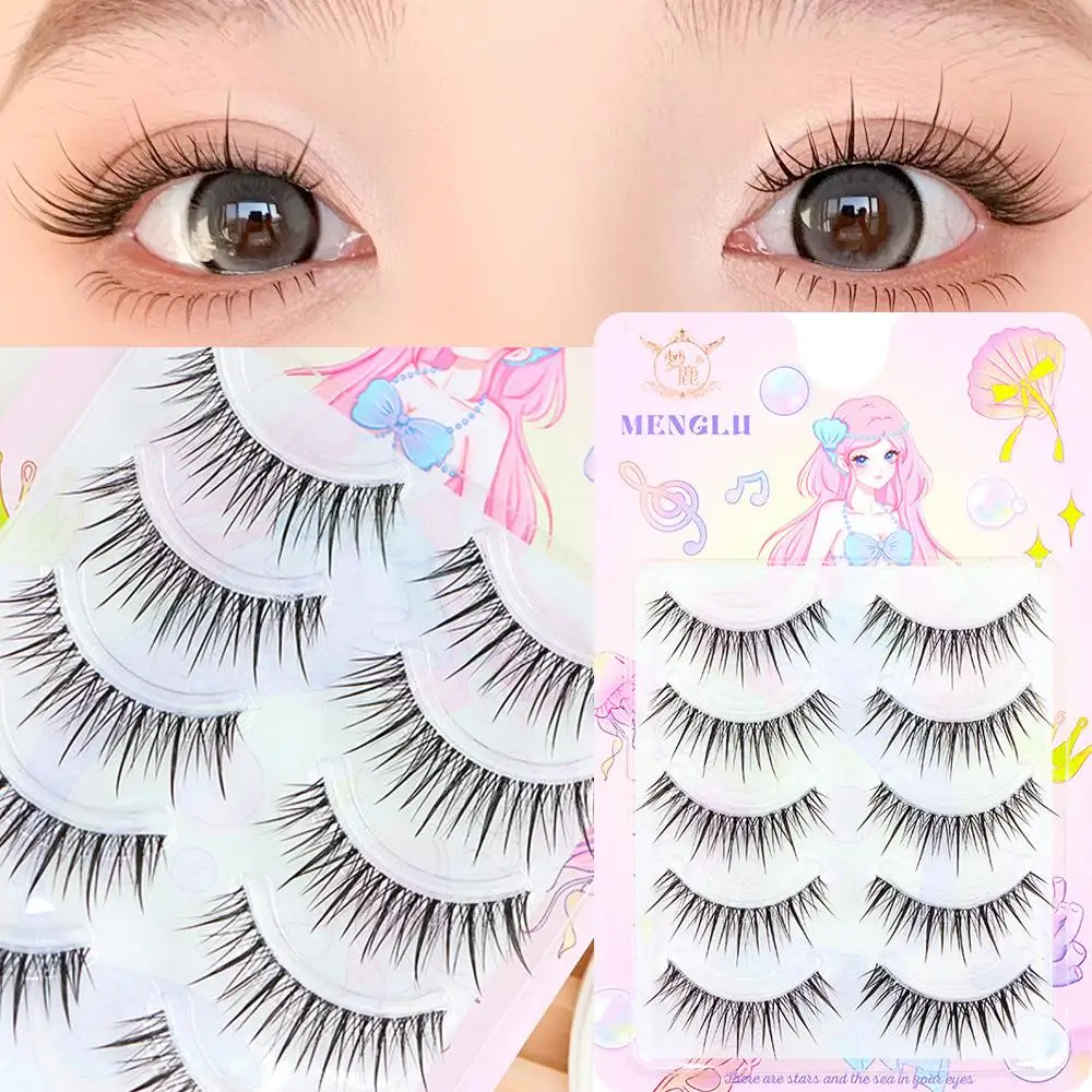 

5Pairs 3D Natural Eyelashes False Eyelashes Cross Curling Lash Natural Long Decor Reusable Lash Extension Daily Eye Makeup Lash