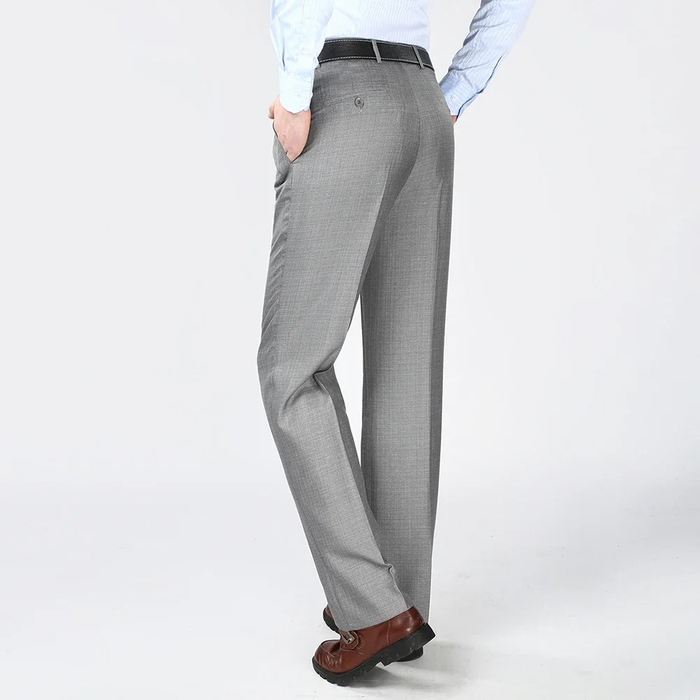 حجم كبير 29-56 صيف 2023 بدلة سوداء مقاومة للتجاعيد السراويل ملابس رجالي فضفاض مزدوج مطوي الكلاسيكية سروال فستان بنطلون