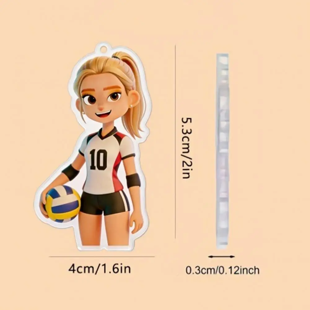 Acrylic Volleyball Pendant Acrylic Volleyball Girl Keychain Cartoon Player Car Key Ring Pendant for School Bags Backpacks Purses