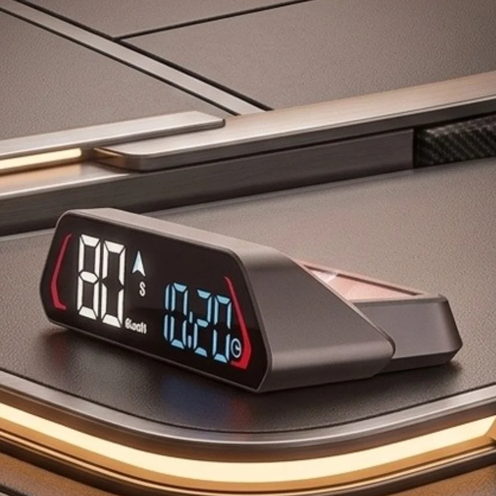 Car HUD Gauge Display for Speed Trip Distance Driving Date Altitude Heading Count and Overspeed Fatigue Alerts