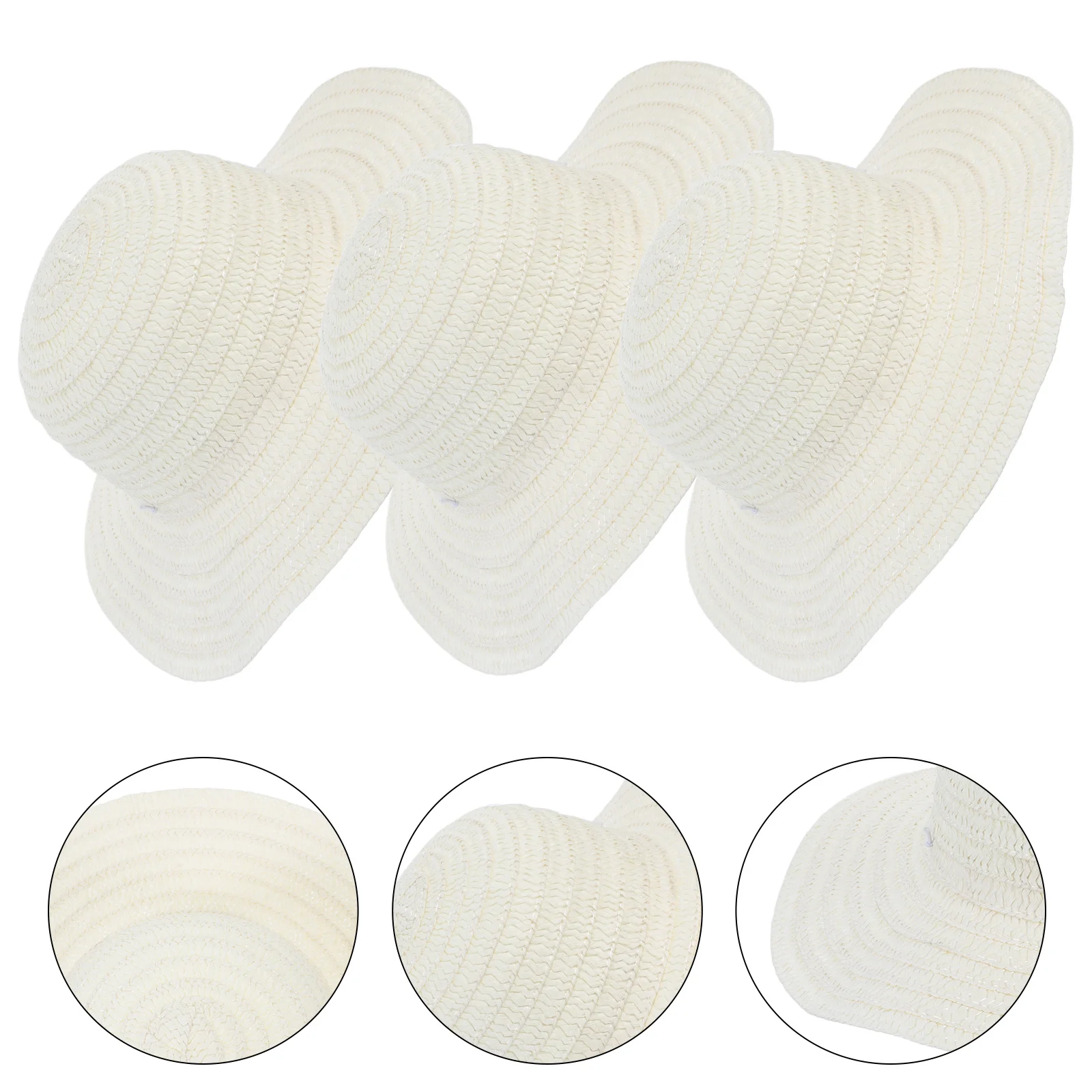 3 قطعة قبعة القش الصغيرة الصغيرة المنسوجة قبعة مستديرة DIY بها بنفسك الحرفية الصغيرة الديكور صور الدعامة القبعات الصغيرة القبعات الصغيرة للحرف اليدوية