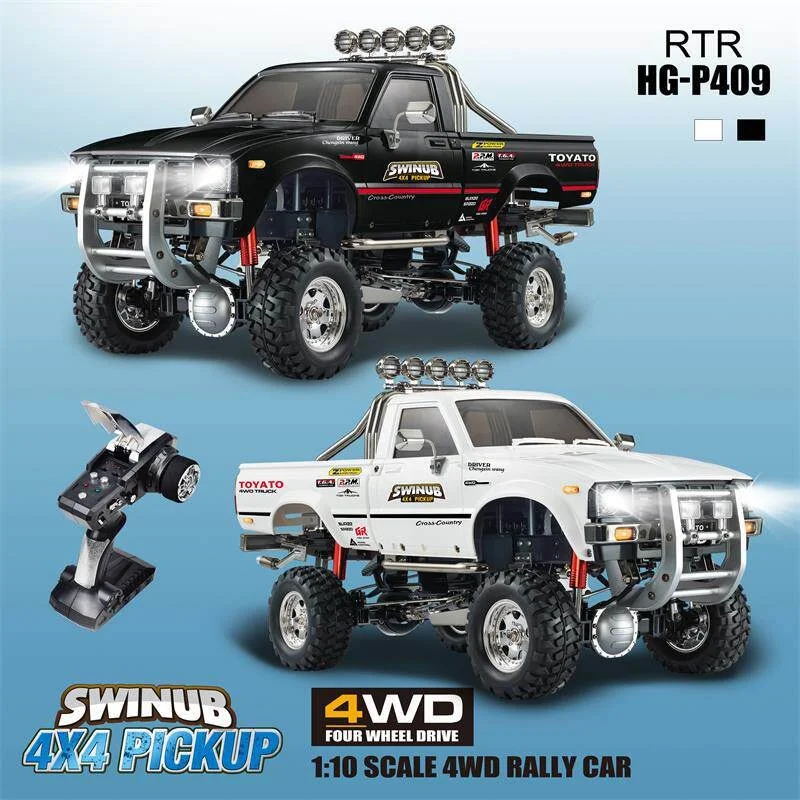 HG P409 Swinub 1/10 Scale 4WD RC Pickup Truck Full Proportional Control with Metal Chassis, Professional RC Off-Road  Birthday